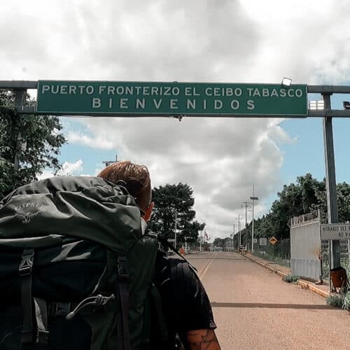 Crossing the border from Mexico to Guatemala in El Ceibo